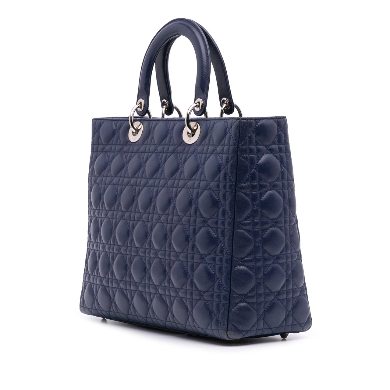 Dior Large Lambskin Cannage Lady Dior Blauw