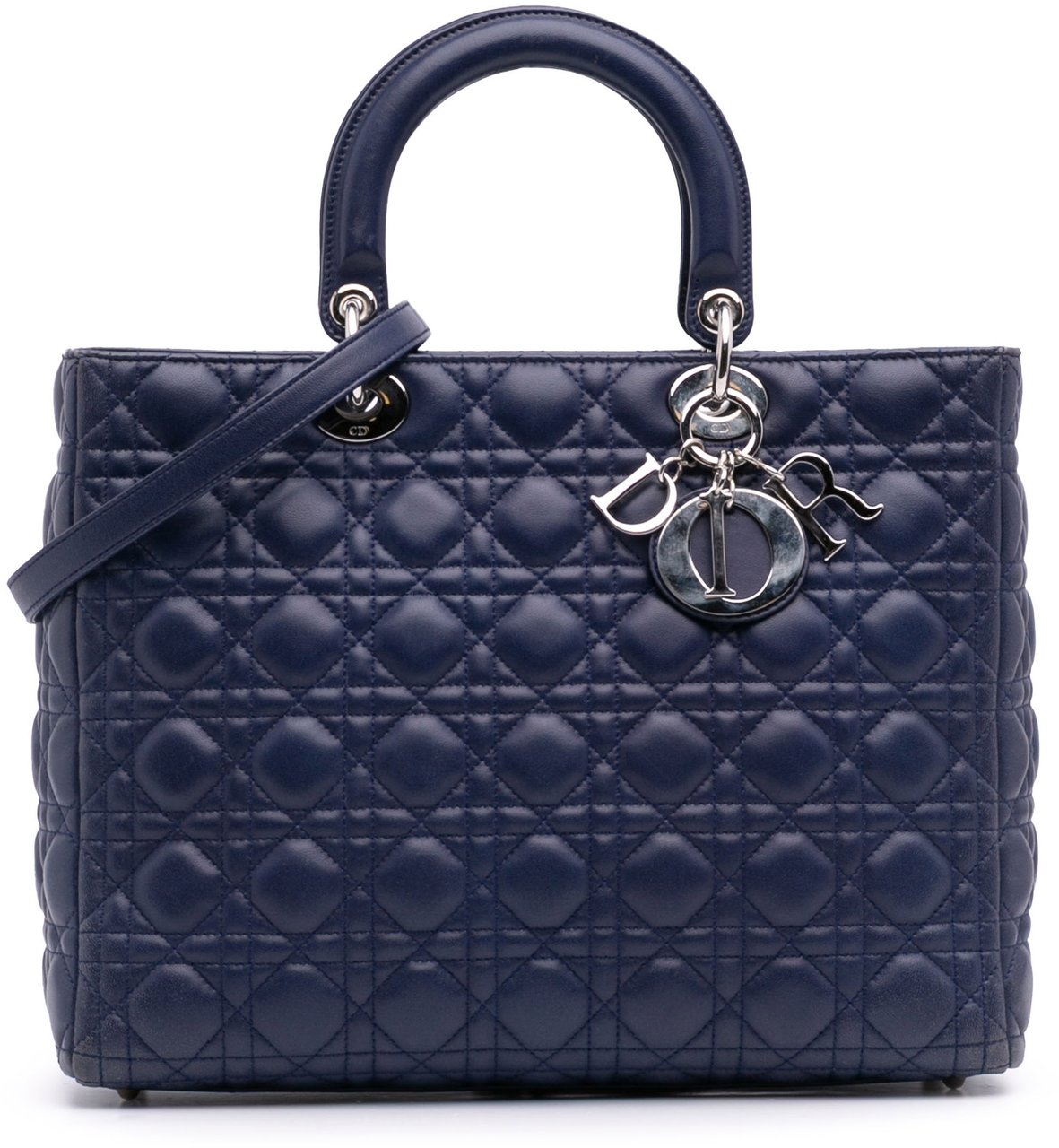 Dior Large Lambskin Cannage Lady Dior Blauw