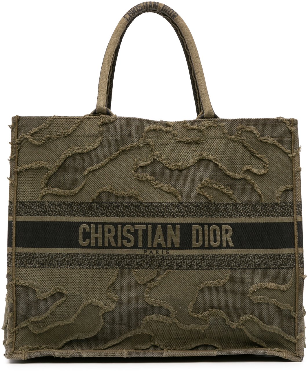 Dior Large Embroidered Canvas Camouflage Book Tote Groen