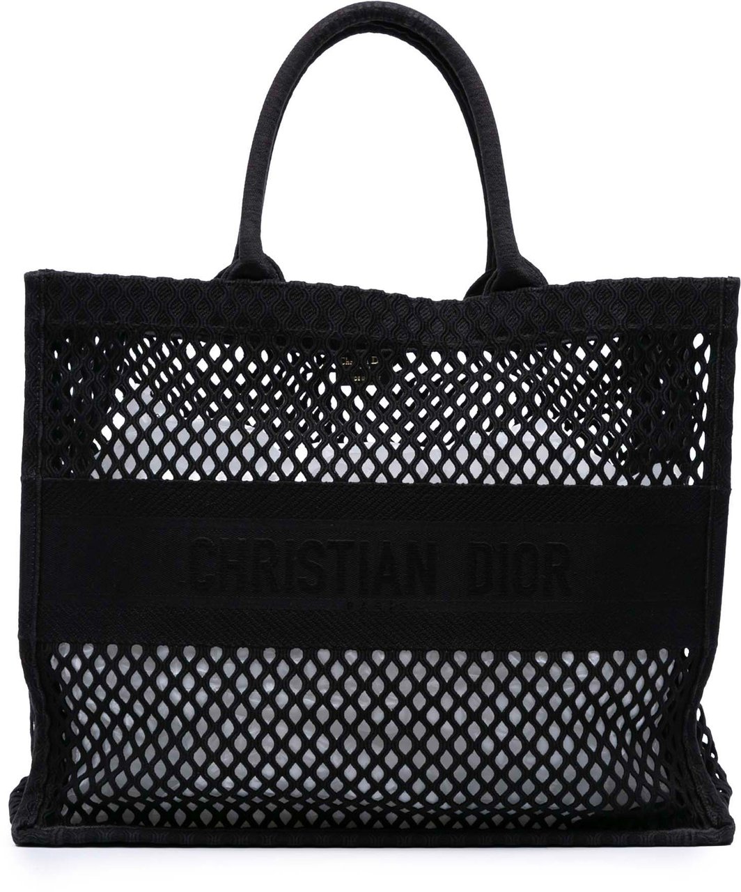 Dior Large Embroidered Mesh Book Tote Zwart