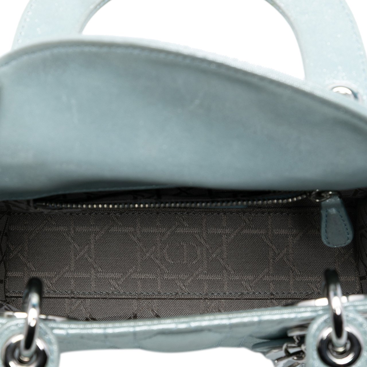 Dior Mini Iridescent Lambskin Cannage Lady Dior Blauw