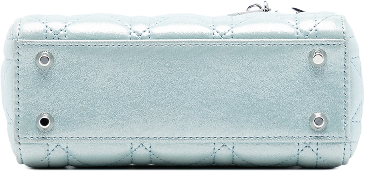 Dior Mini Iridescent Lambskin Cannage Lady Dior Blauw