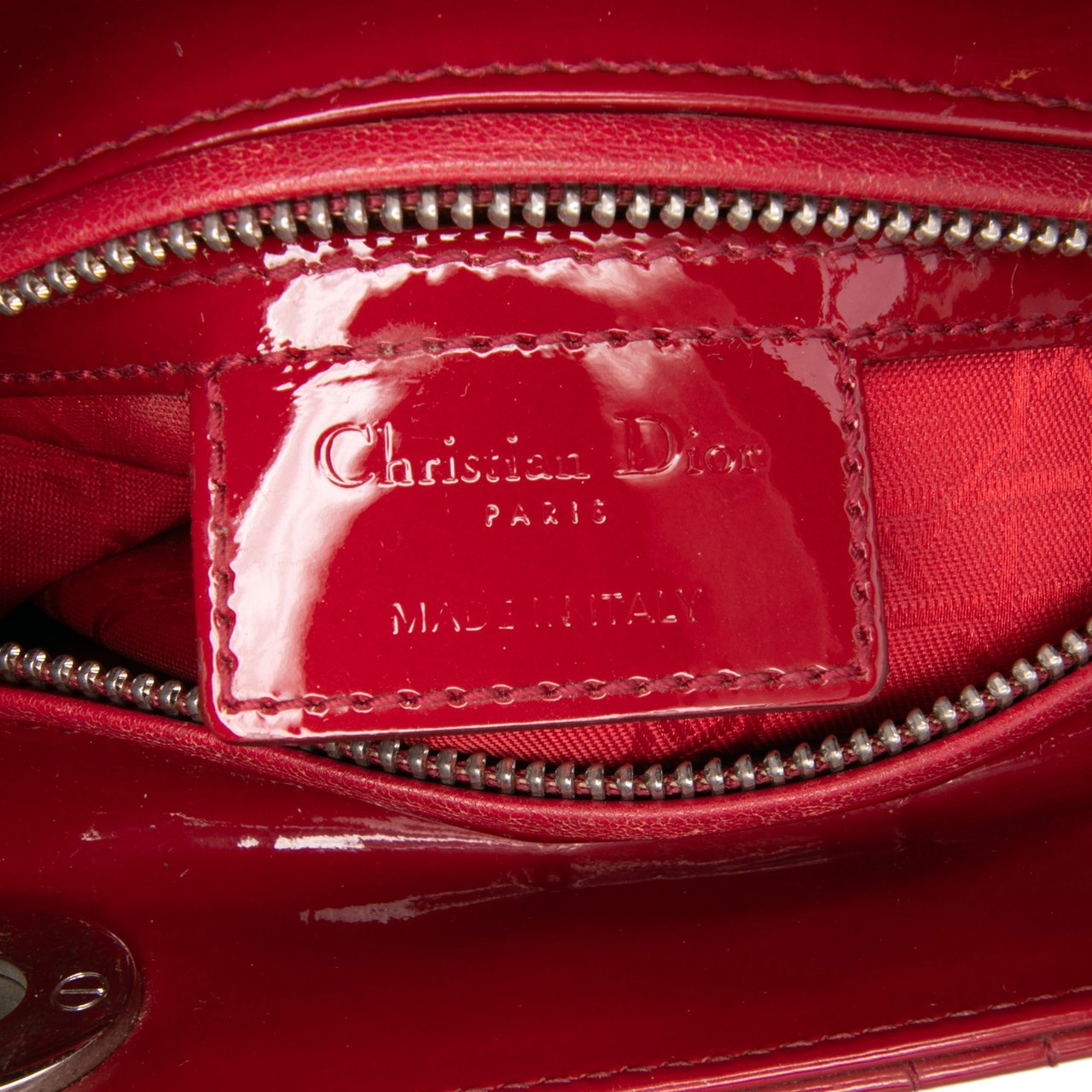 Dior Medium Patent Cannage Lady Dior Rood