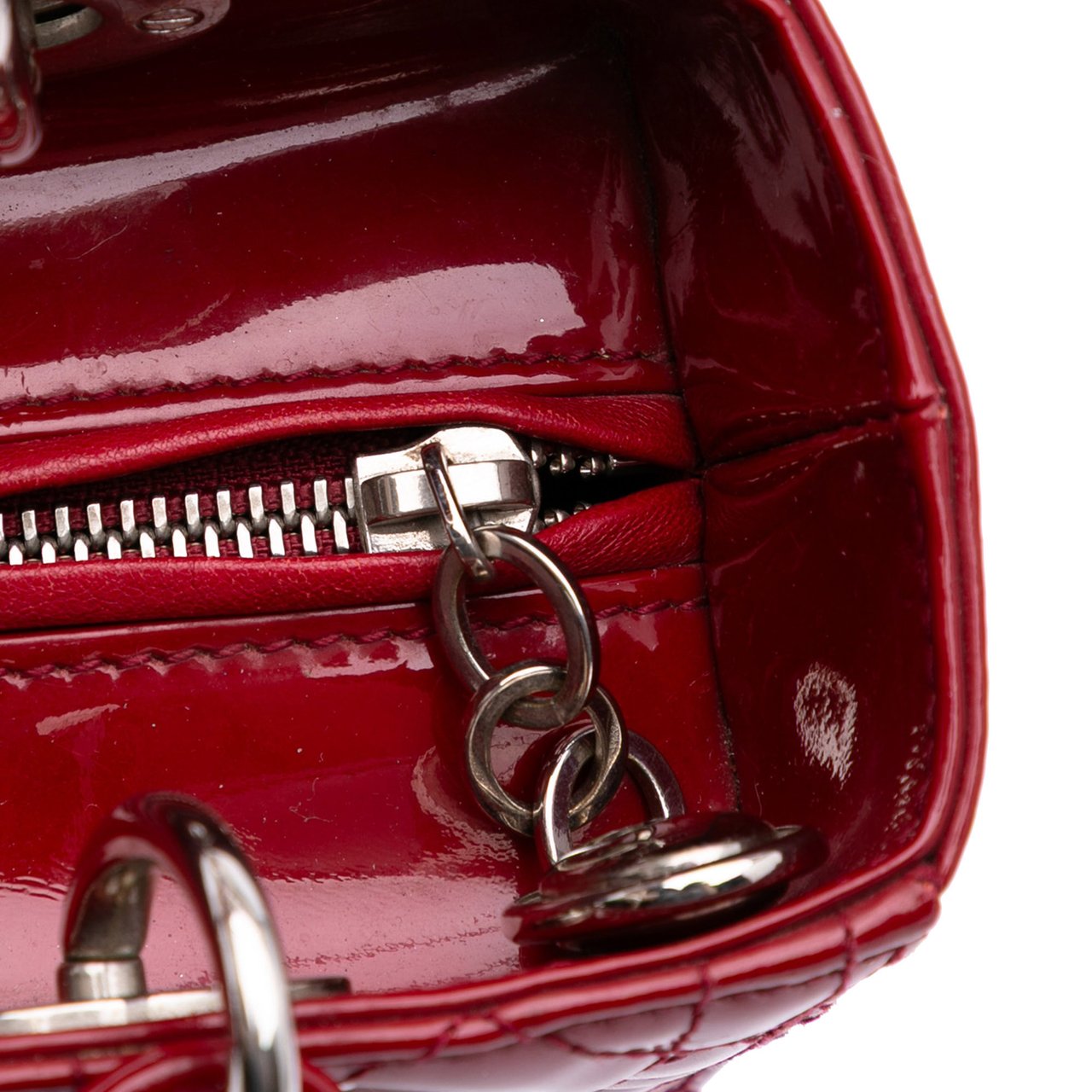 Dior Medium Patent Cannage Lady Dior Rood
