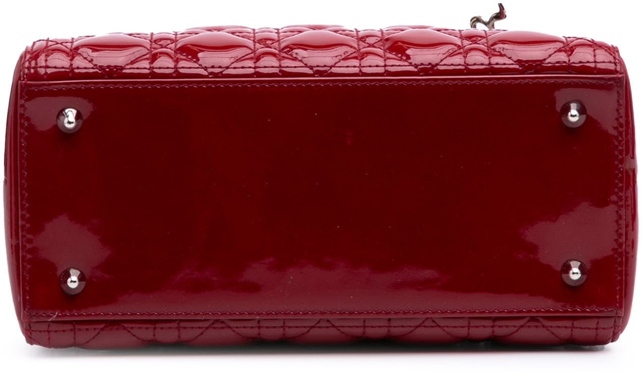 Dior Medium Patent Cannage Lady Dior Rood