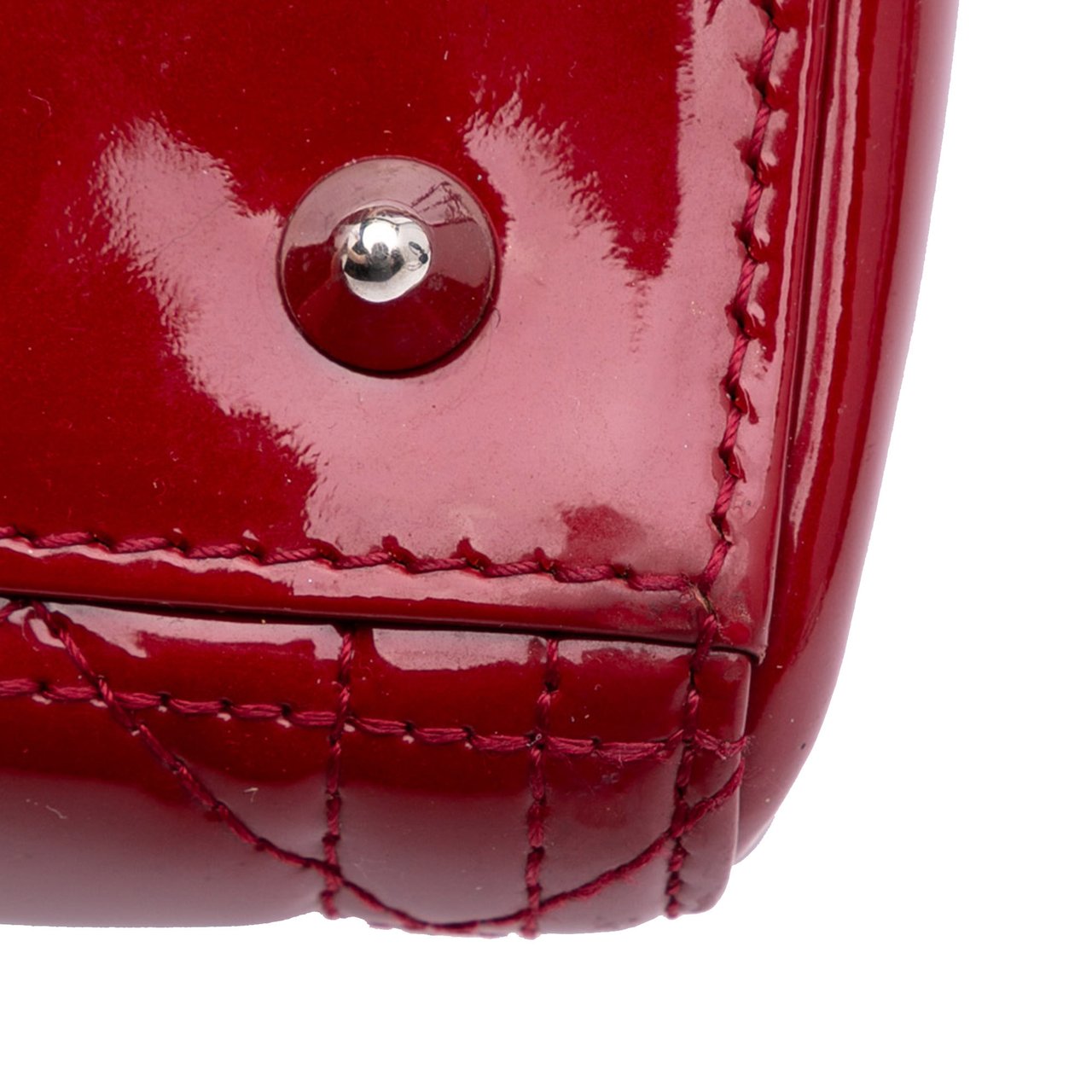 Dior Medium Patent Cannage Lady Dior Rood