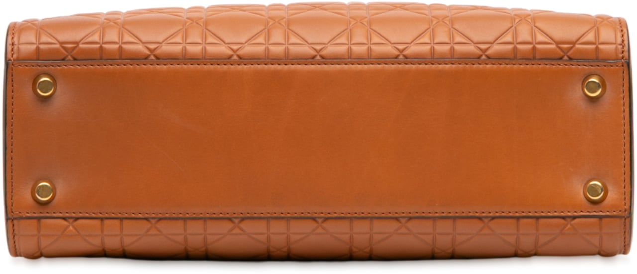 Dior Large Ultra Matte Calfskin Cannage Embossed Lady Dior Bruin
