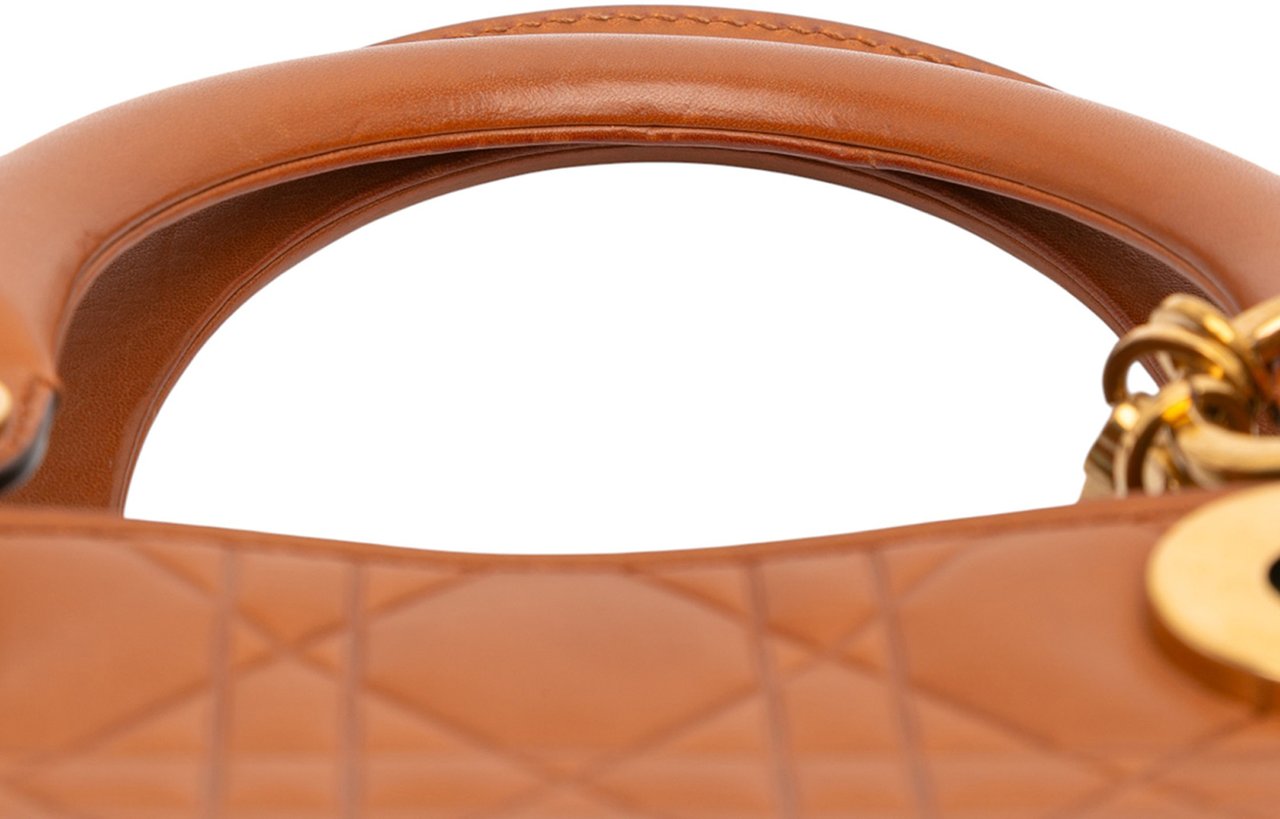 Dior Large Ultra Matte Calfskin Cannage Embossed Lady Dior Bruin