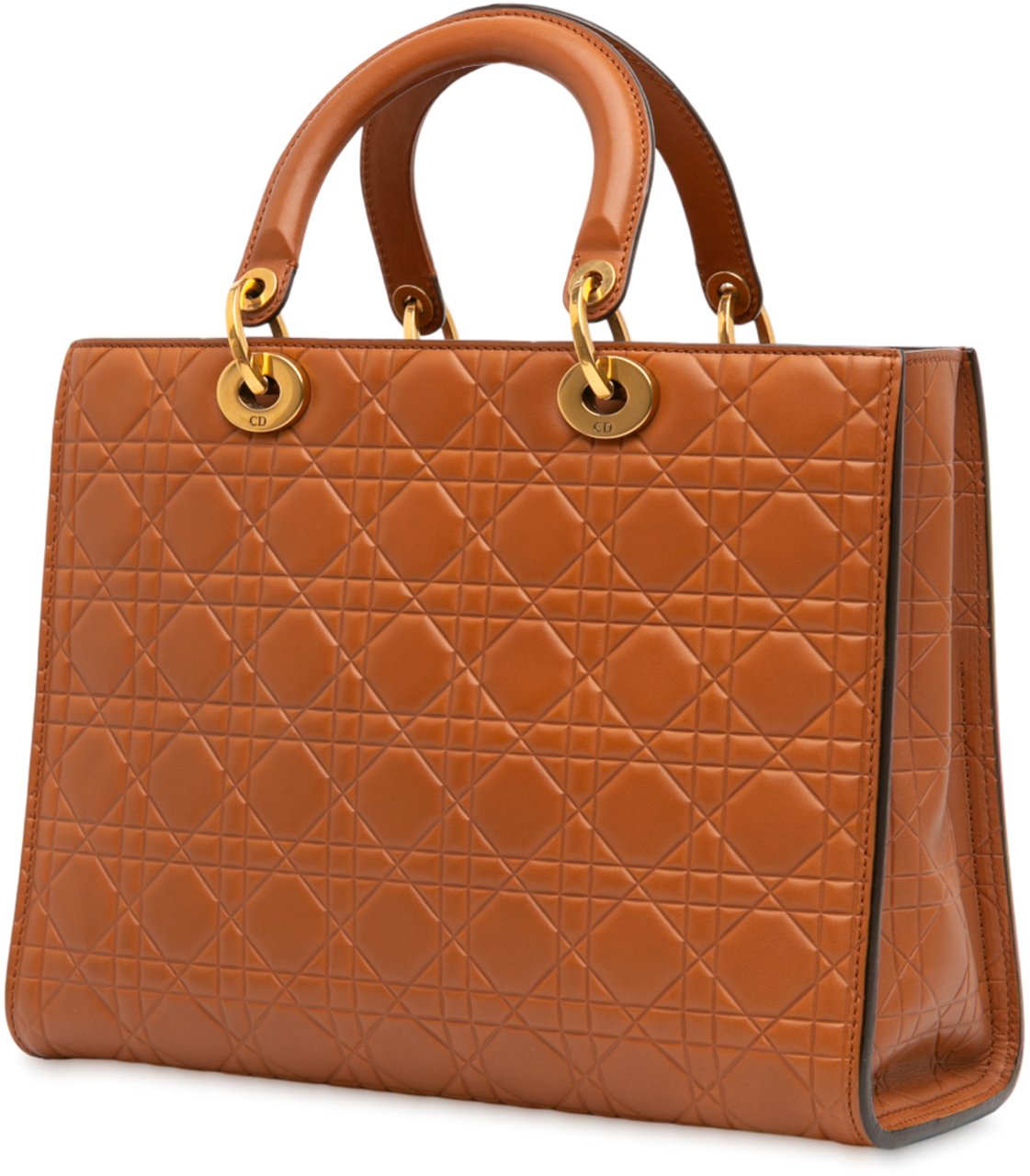Dior Large Ultra Matte Calfskin Cannage Embossed Lady Dior Bruin