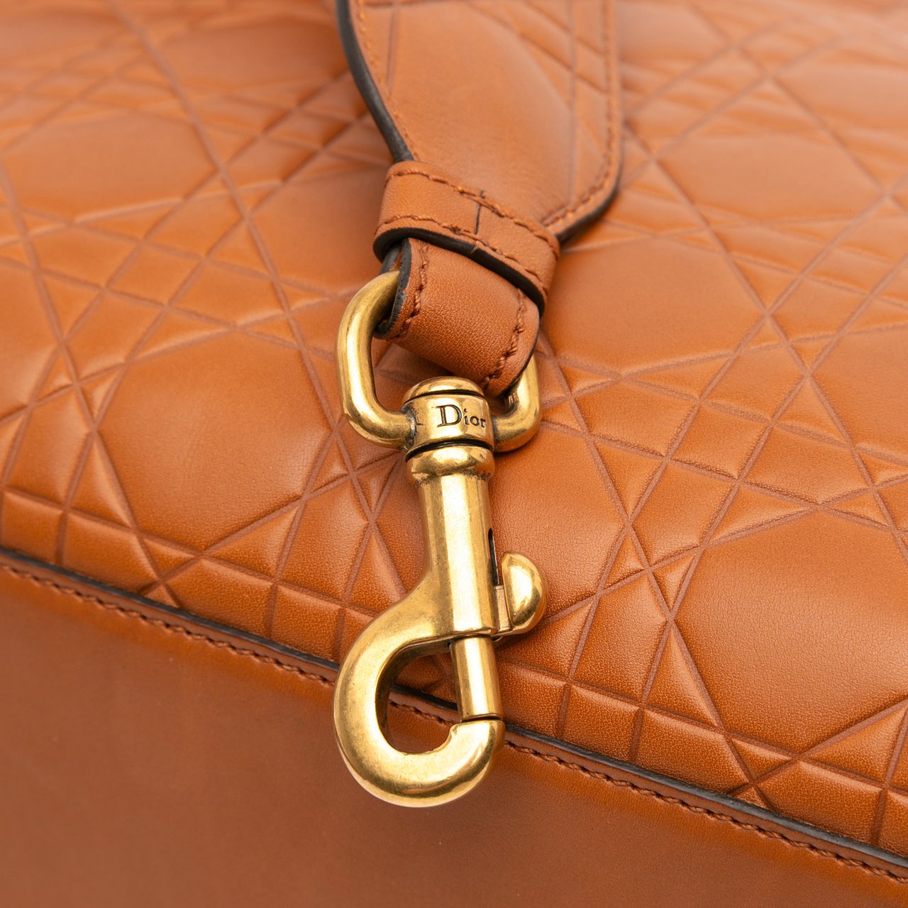 Dior Large Ultra Matte Calfskin Cannage Embossed Lady Dior Bruin