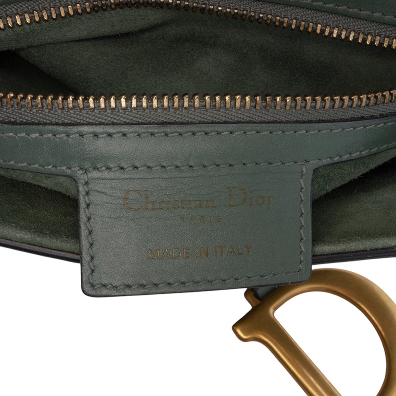 Dior Smooth Calfskin Saddle Bag Groen