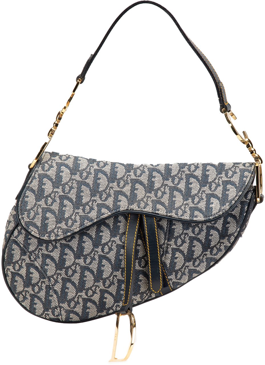 Dior Diorissimo Canvas Saddle Bag Blauw
