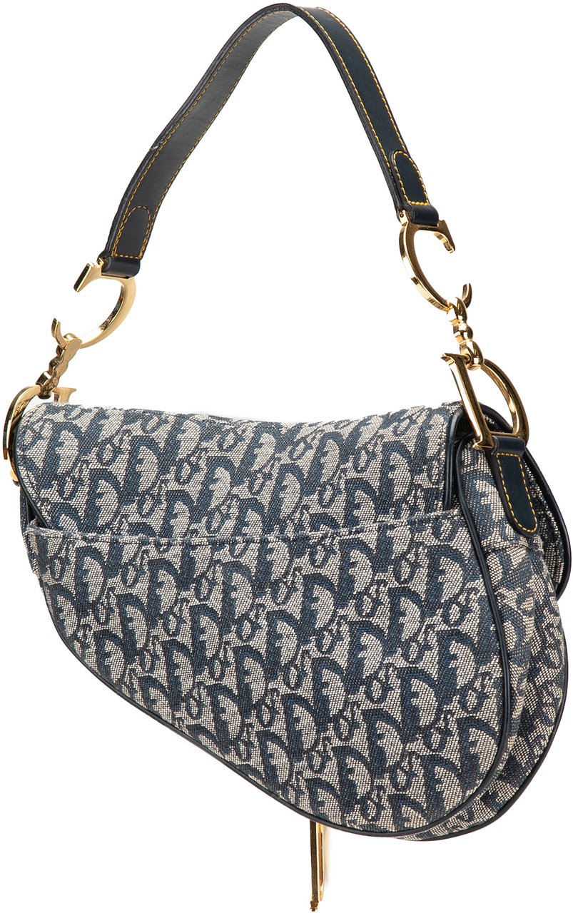 Dior Diorissimo Canvas Saddle Bag Blauw