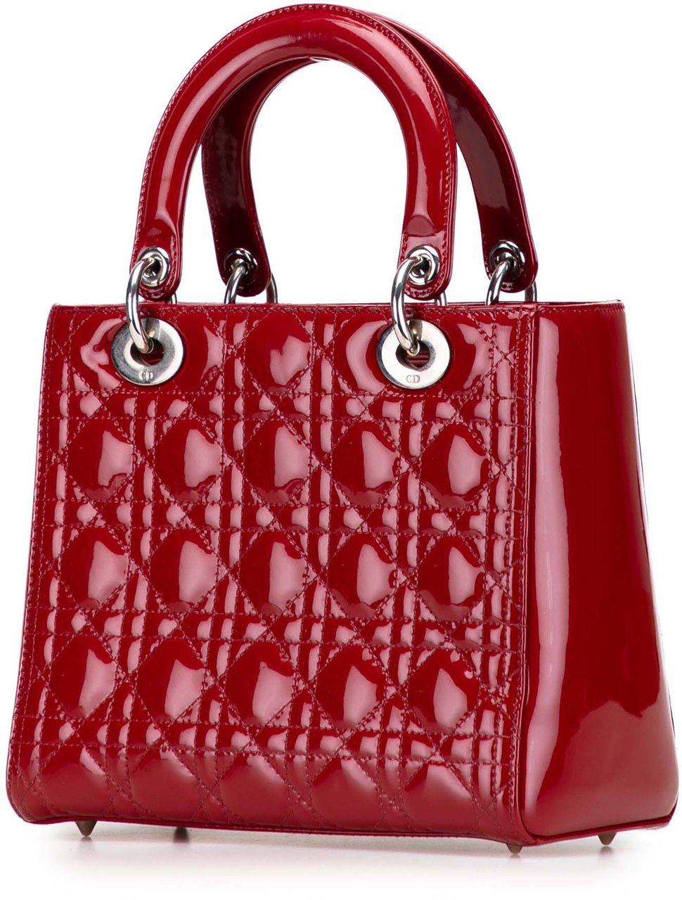 Dior Medium Patent Cannage Lady Dior Rood