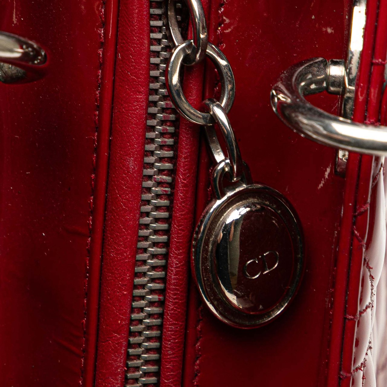 Dior Medium Patent Cannage Lady Dior Rood