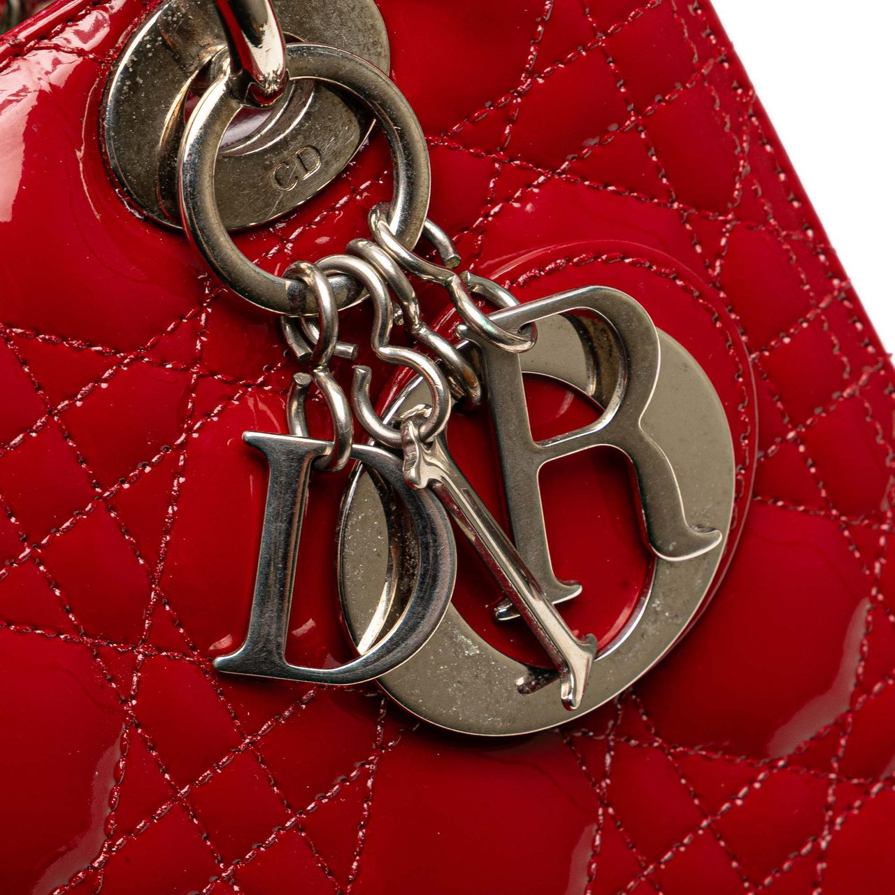 Dior Medium Patent Cannage Lady Dior Rood