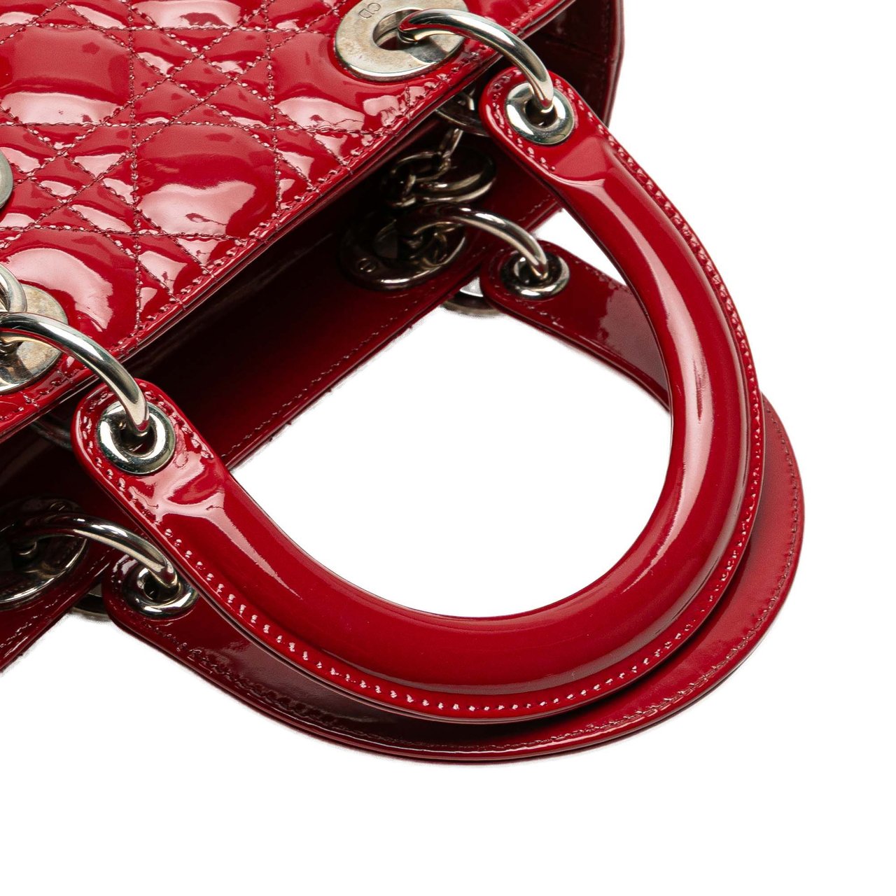 Dior Medium Patent Cannage Lady Dior Rood