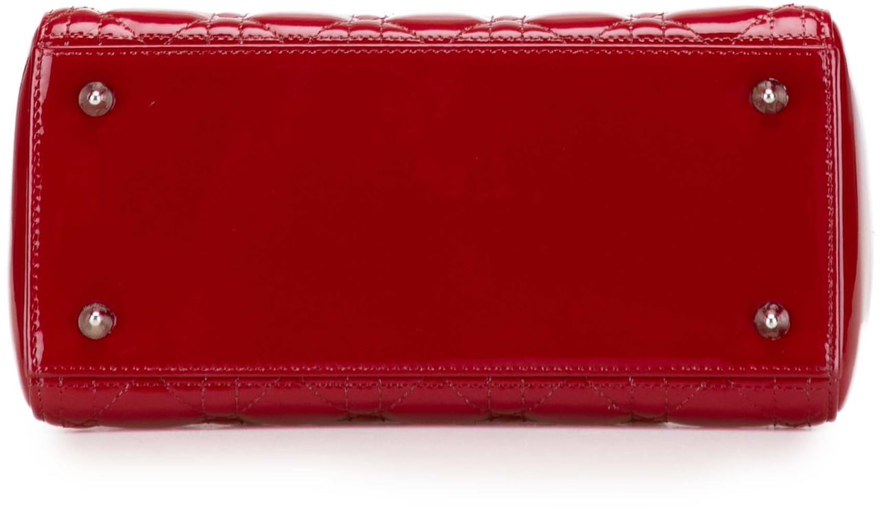 Dior Medium Patent Cannage Lady Dior Rood