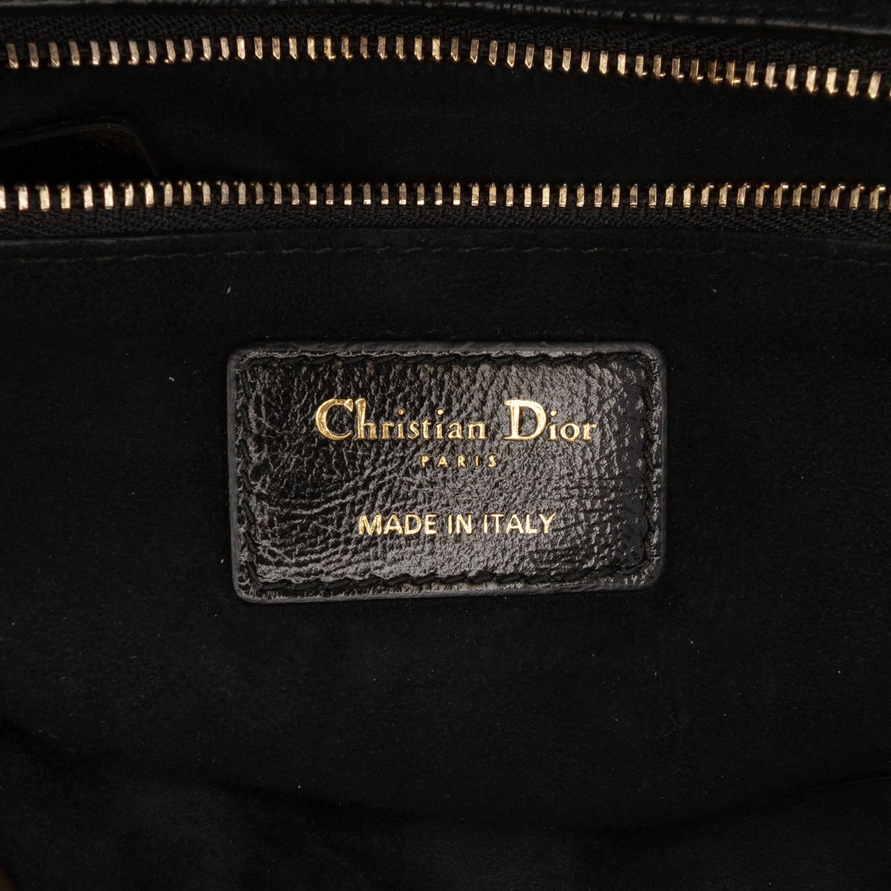 Dior Large Crinkled Patent Cannage Lady Dior Zwart