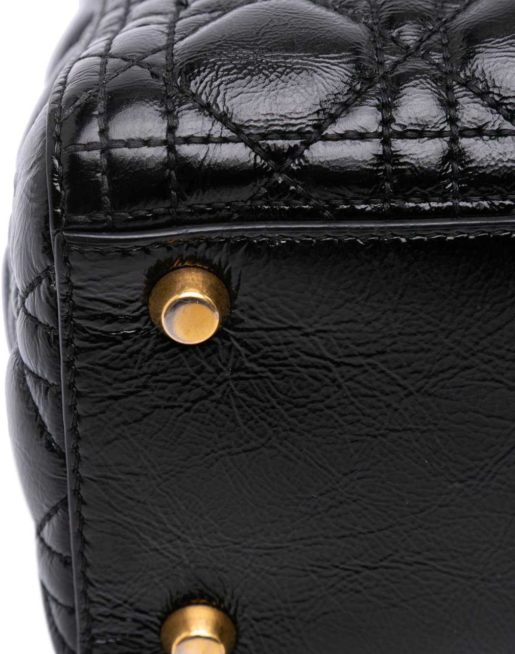 Dior Large Crinkled Patent Cannage Lady Dior Zwart