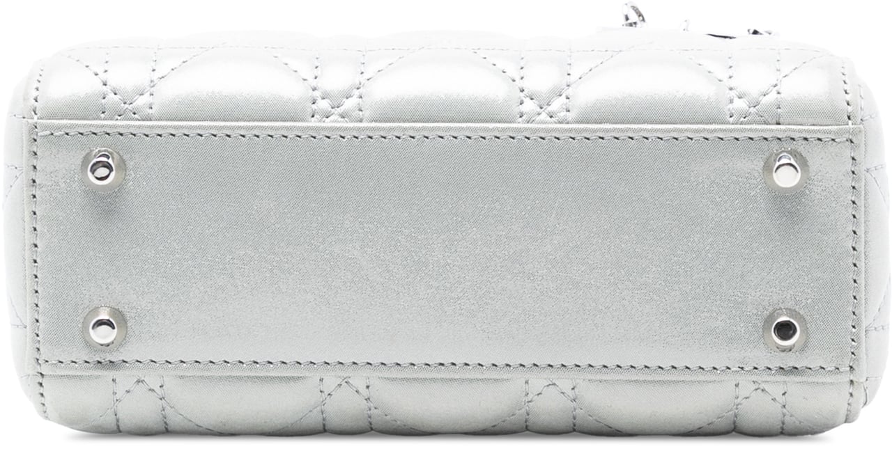 Dior Mini Iridescent Lambskin Cannage Lady Dior Zilver