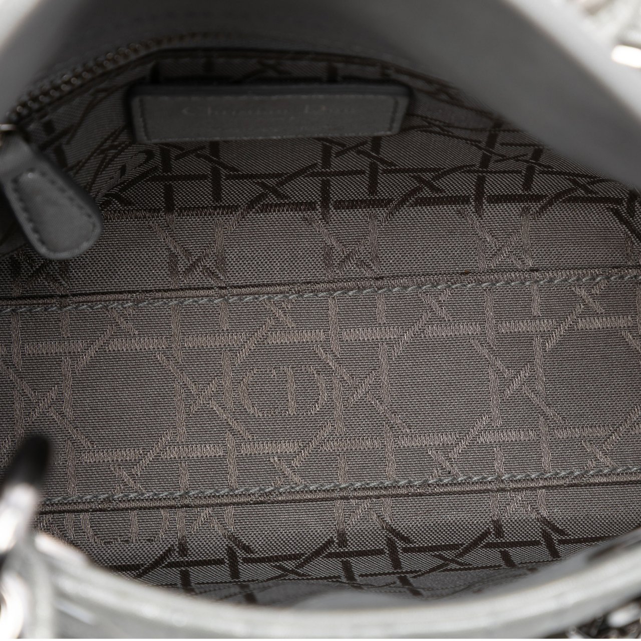 Dior Mini Iridescent Lambskin Cannage Lady Dior Zilver