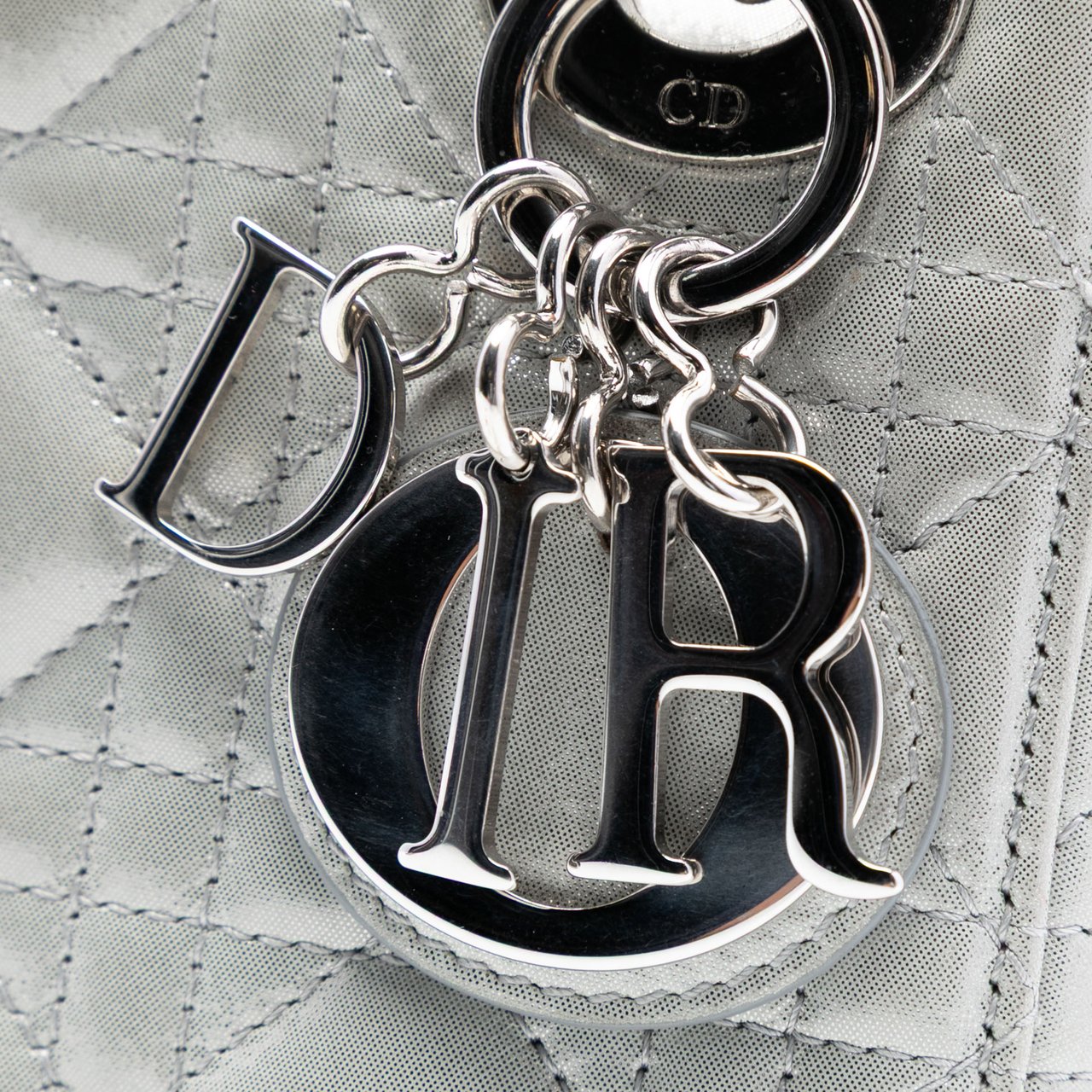 Dior Mini Iridescent Lambskin Cannage Lady Dior Zilver