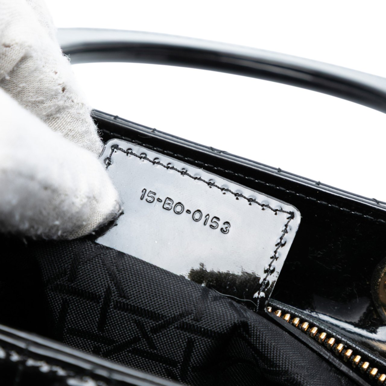 Dior Medium Patent Cannage Lady Dior Zwart