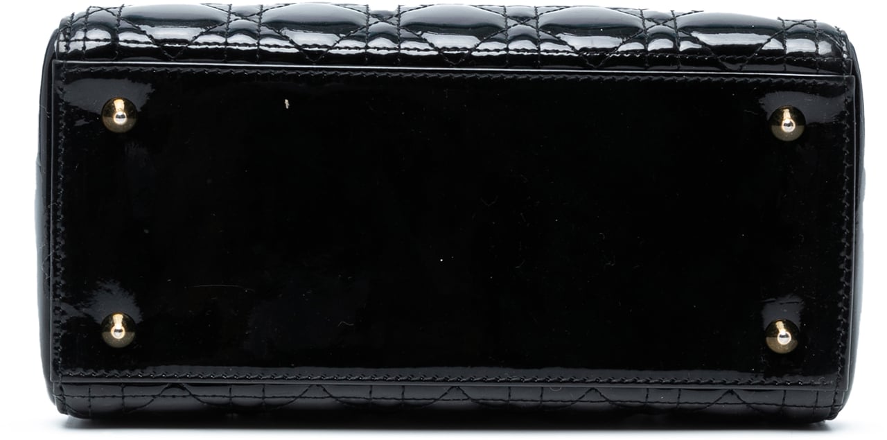 Dior Medium Patent Cannage Lady Dior Zwart