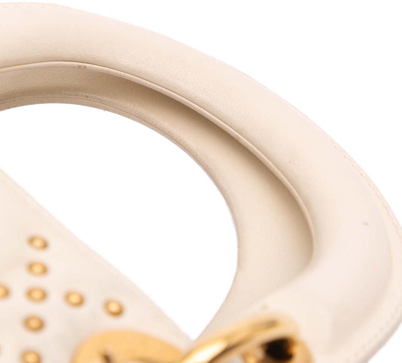 Dior Mini Lambskin Cannage Studded Supple Lady Dior Wit