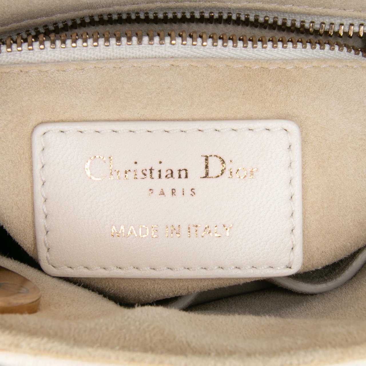 Dior Mini Lambskin Cannage Studded Supple Lady Dior Wit
