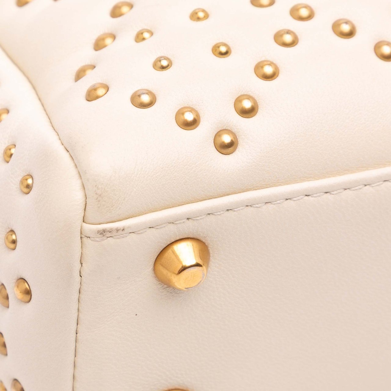 Dior Mini Lambskin Cannage Studded Supple Lady Dior Wit