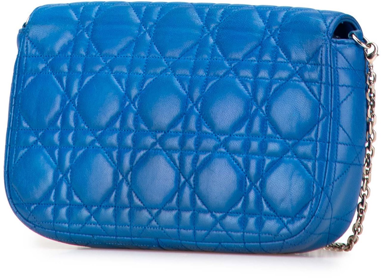 Dior Lambskin Cannage Miss Dior Promenade Chain Crossbody Blauw
