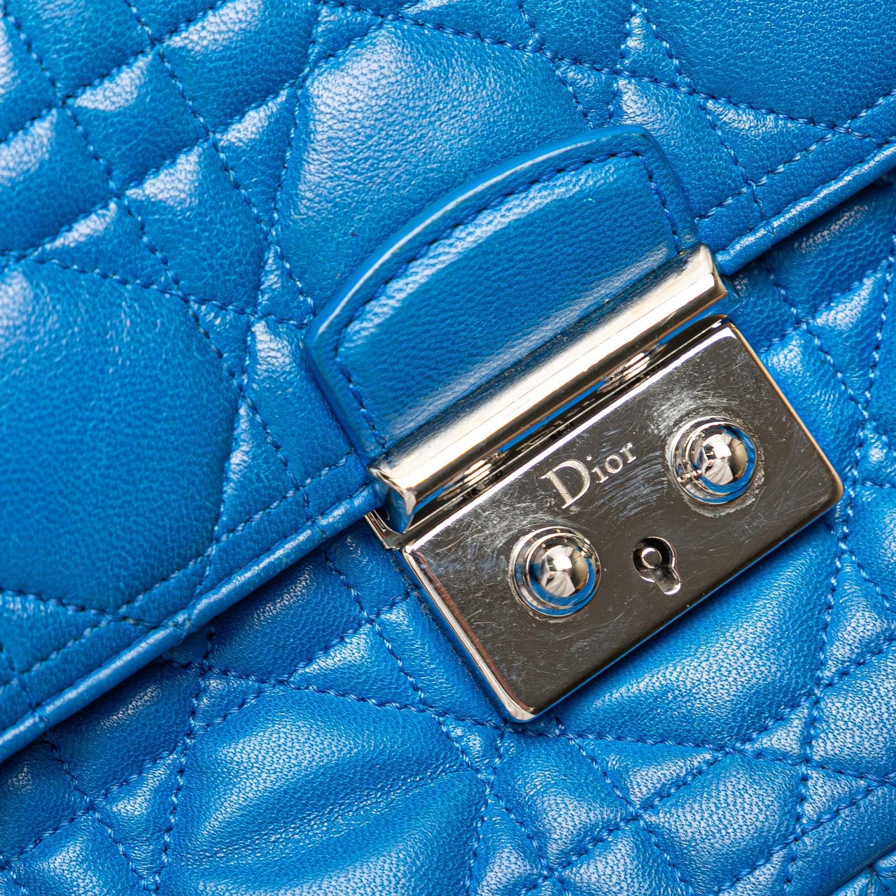 Dior Lambskin Cannage Miss Dior Promenade Chain Crossbody Blauw