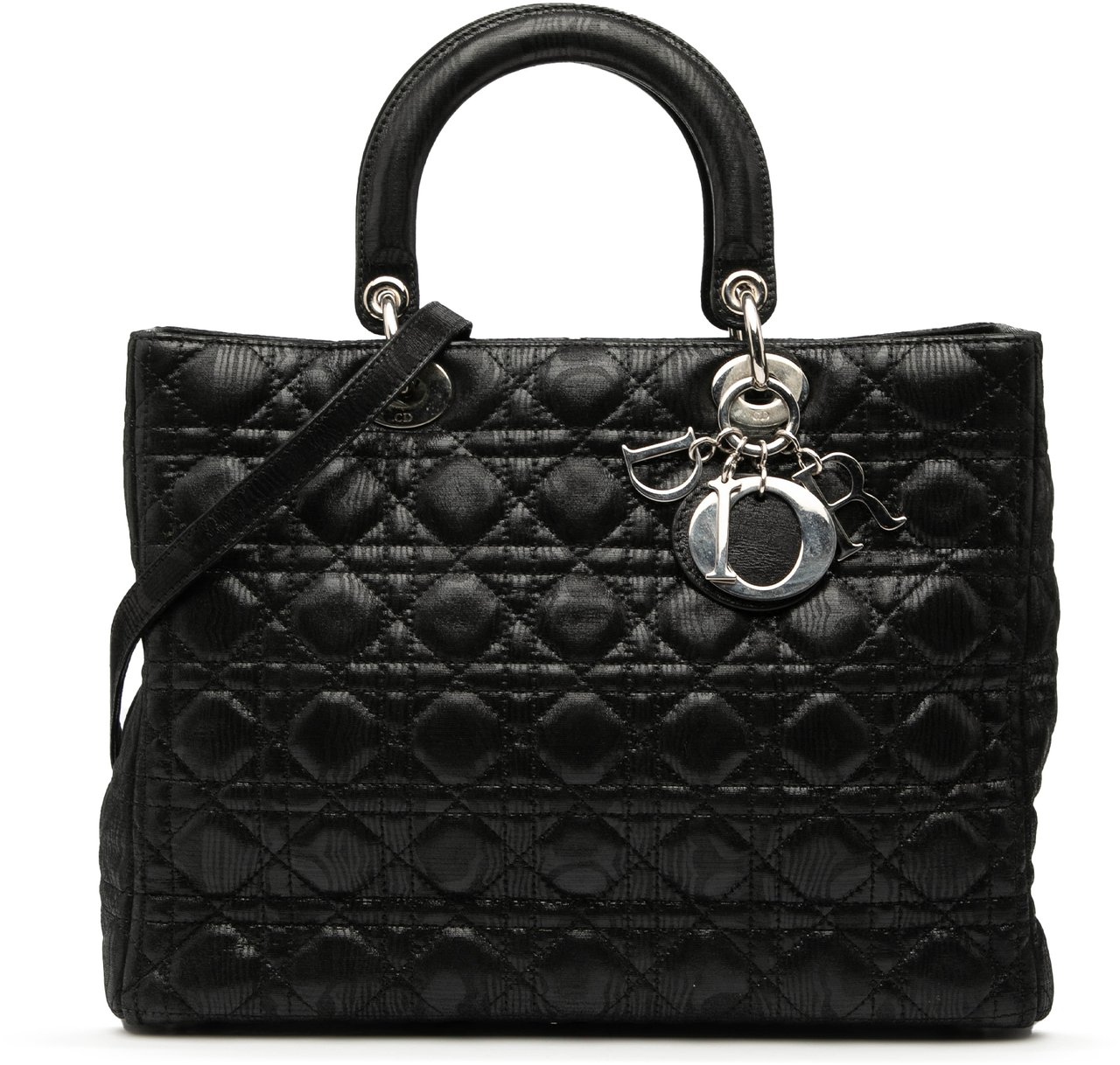 Dior Large Iridescent Fabric Cannage Lady Dior Zwart