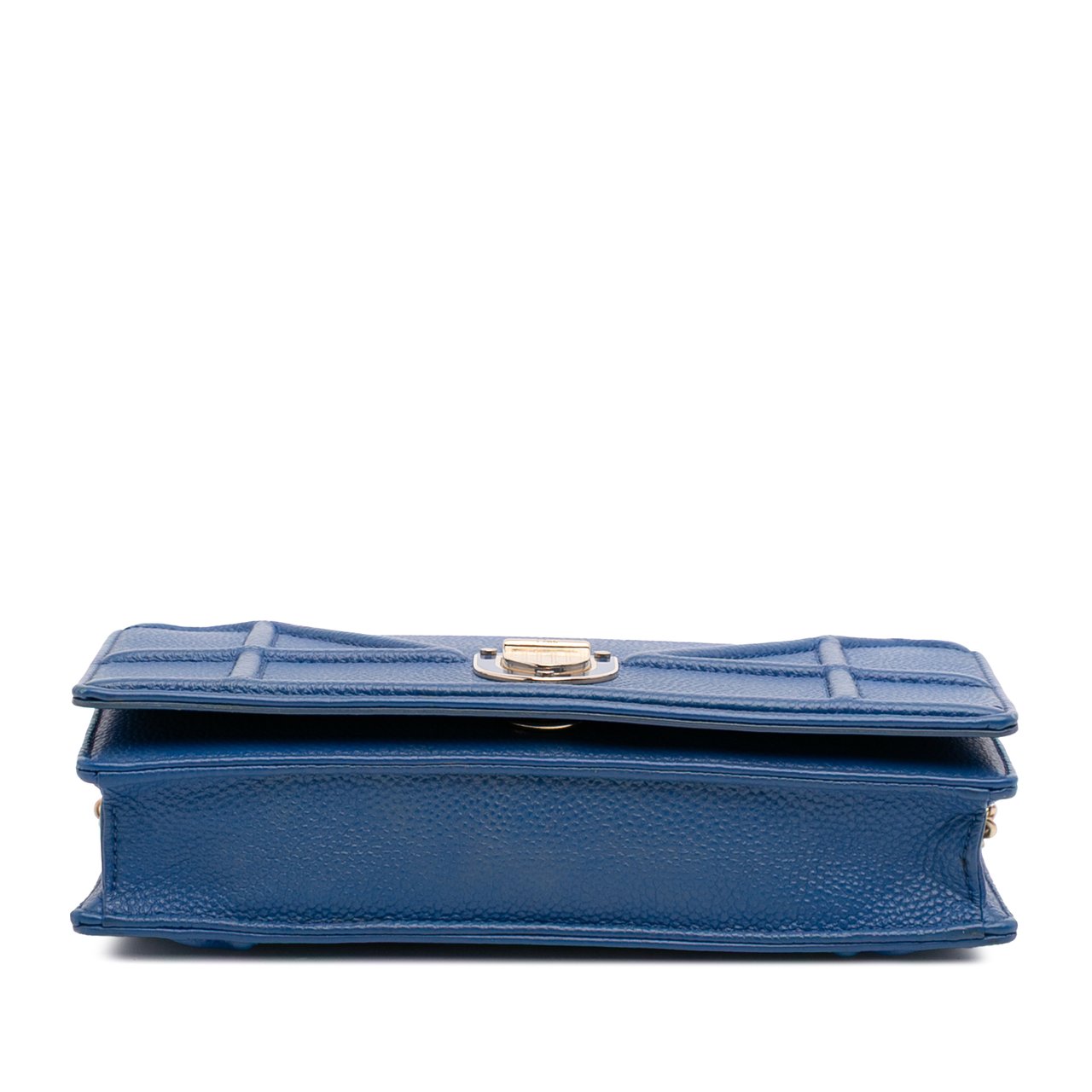 Dior Grained Calfskin Diorama Wallet on Chain Blauw