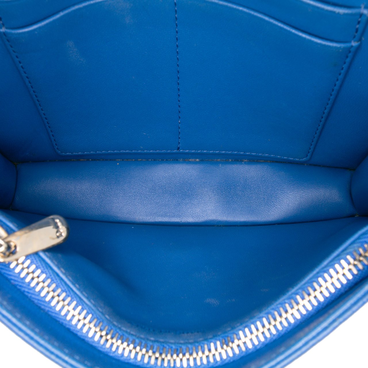 Dior Grained Calfskin Diorama Wallet on Chain Blauw