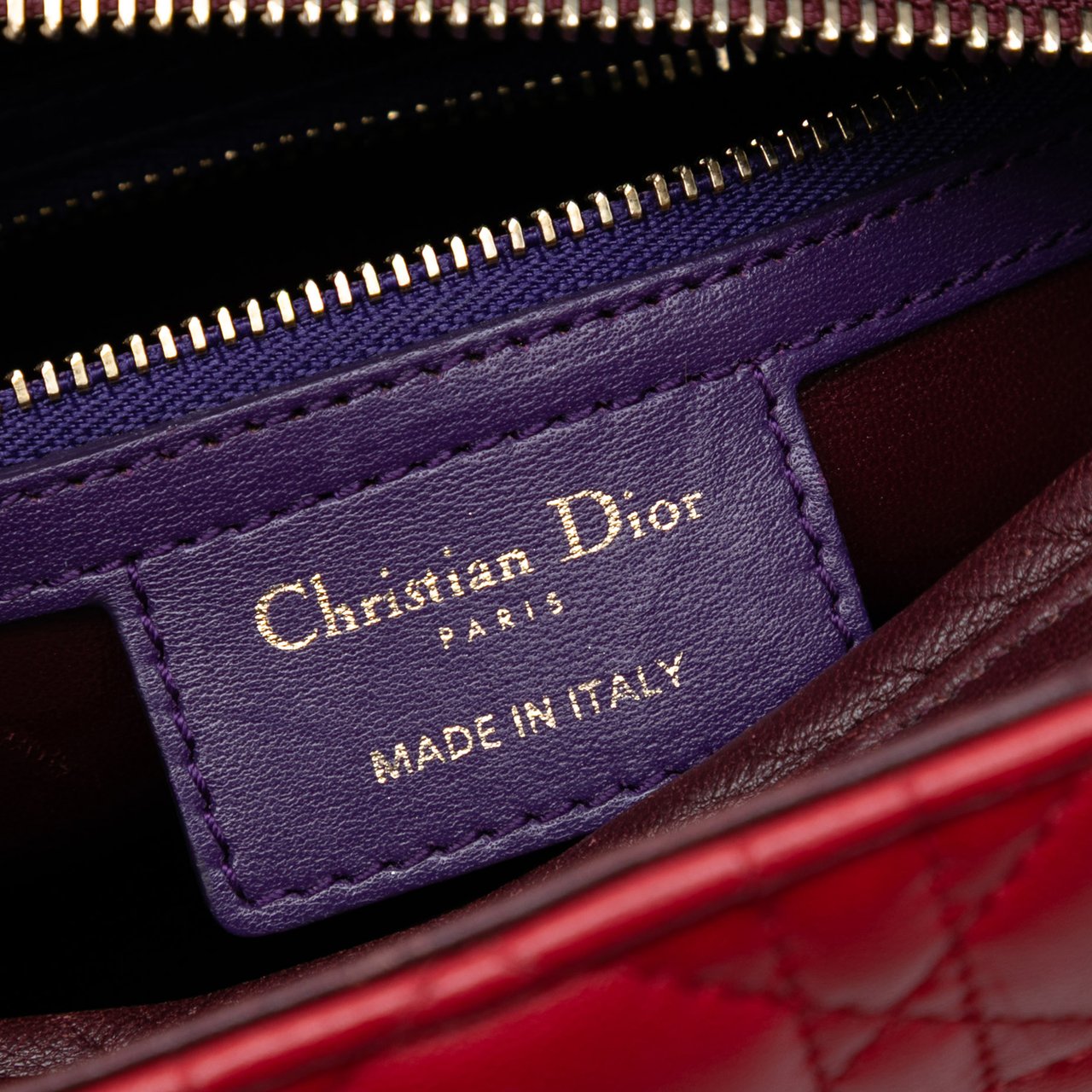 Dior Medium Tricolor Lambskin Cannage Lady Dior Rood