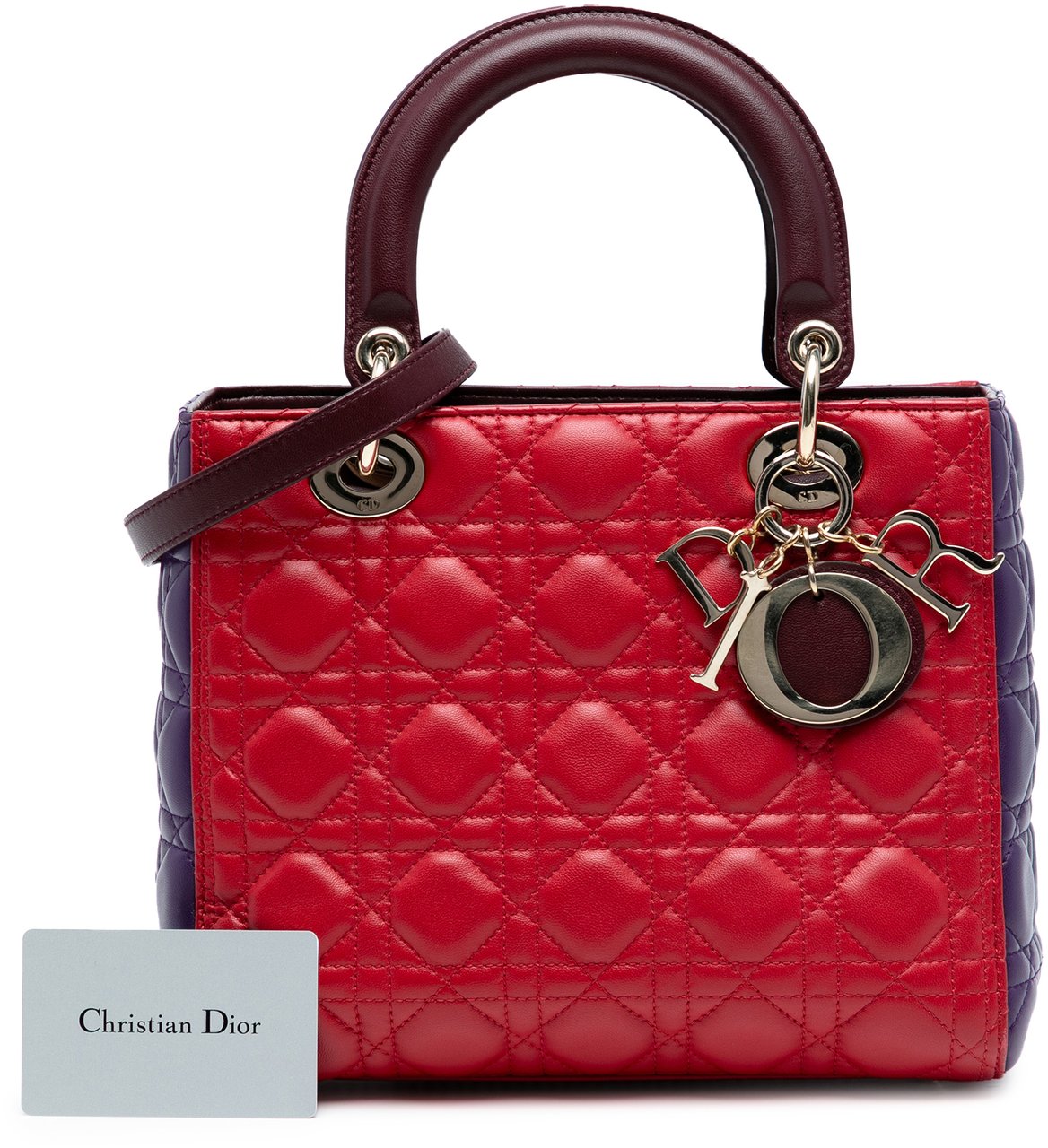 Dior Medium Tricolor Lambskin Cannage Lady Dior Rood