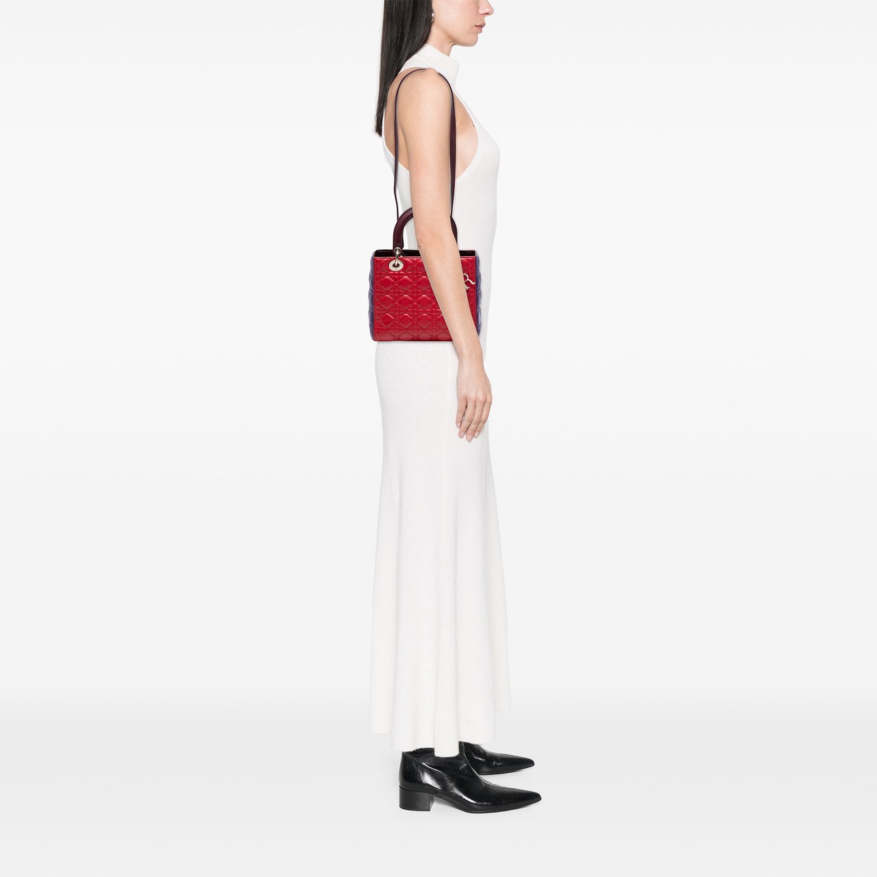 Dior Medium Tricolor Lambskin Cannage Lady Dior Rood