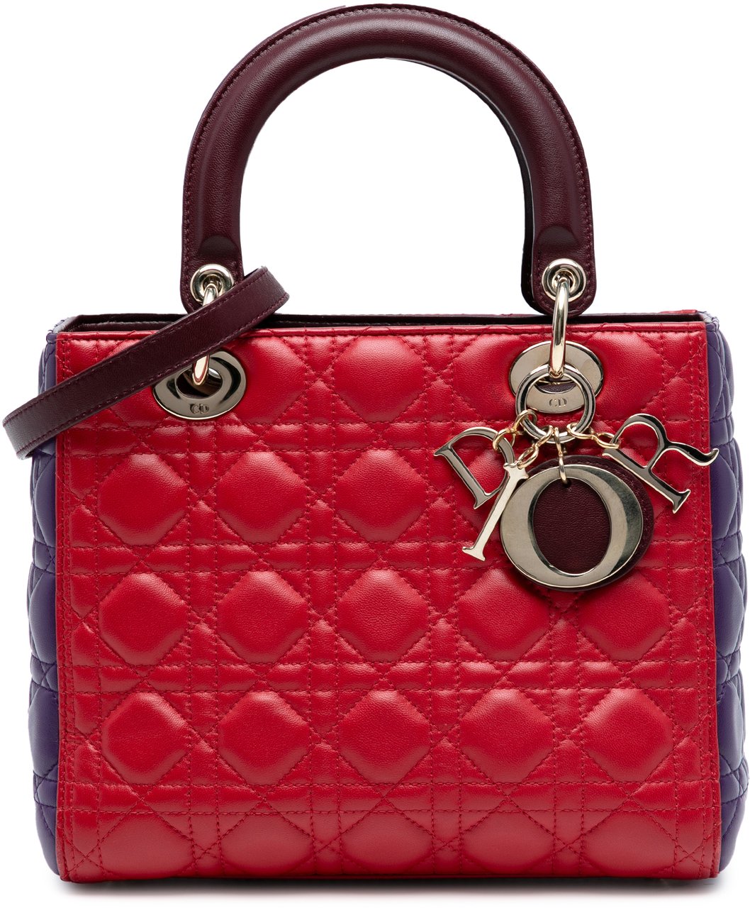 Dior Medium Tricolor Lambskin Cannage Lady Dior Rood