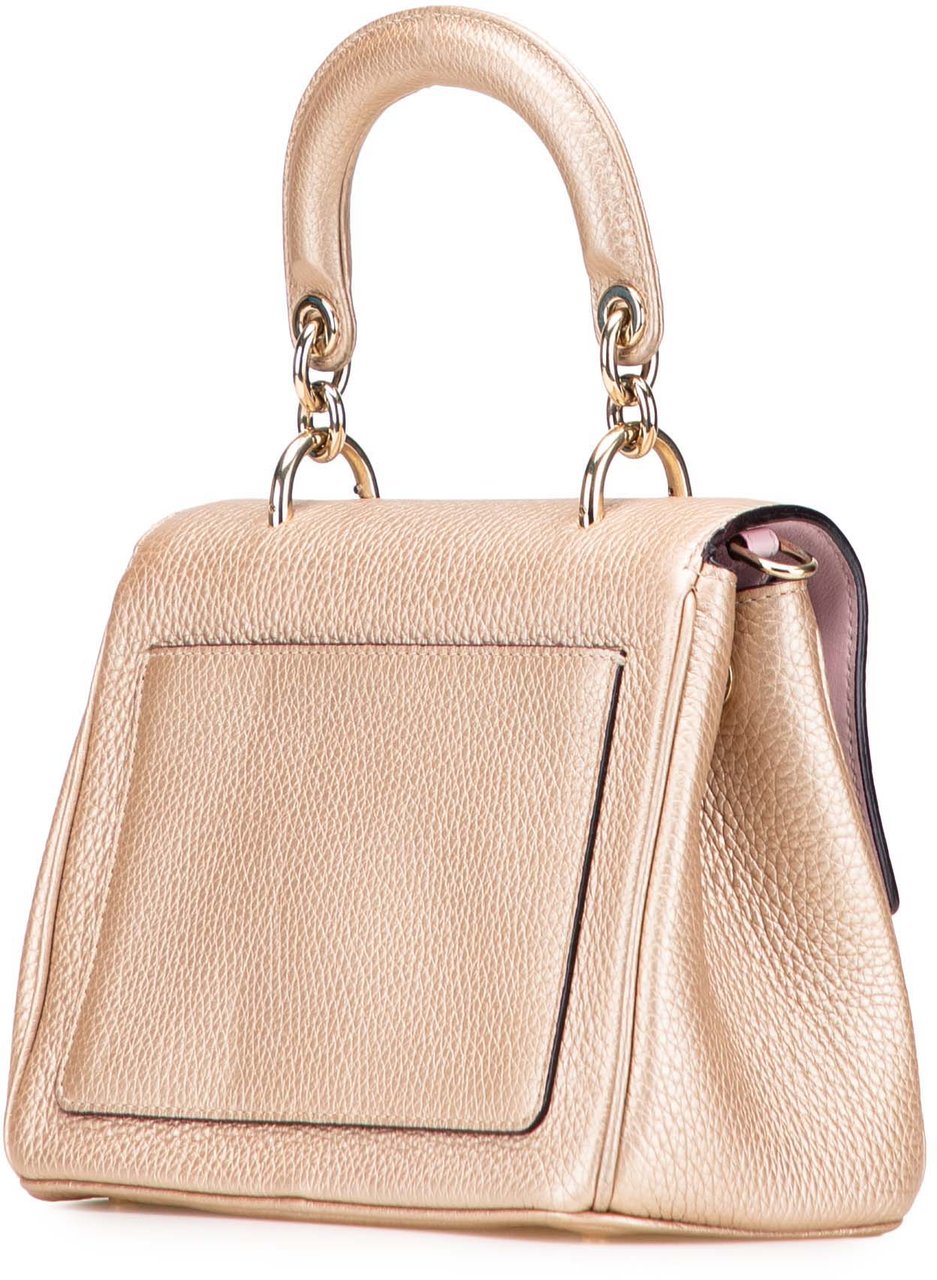 Dior Mini Metallic Grained Calfskin Be Dior Flap Goud