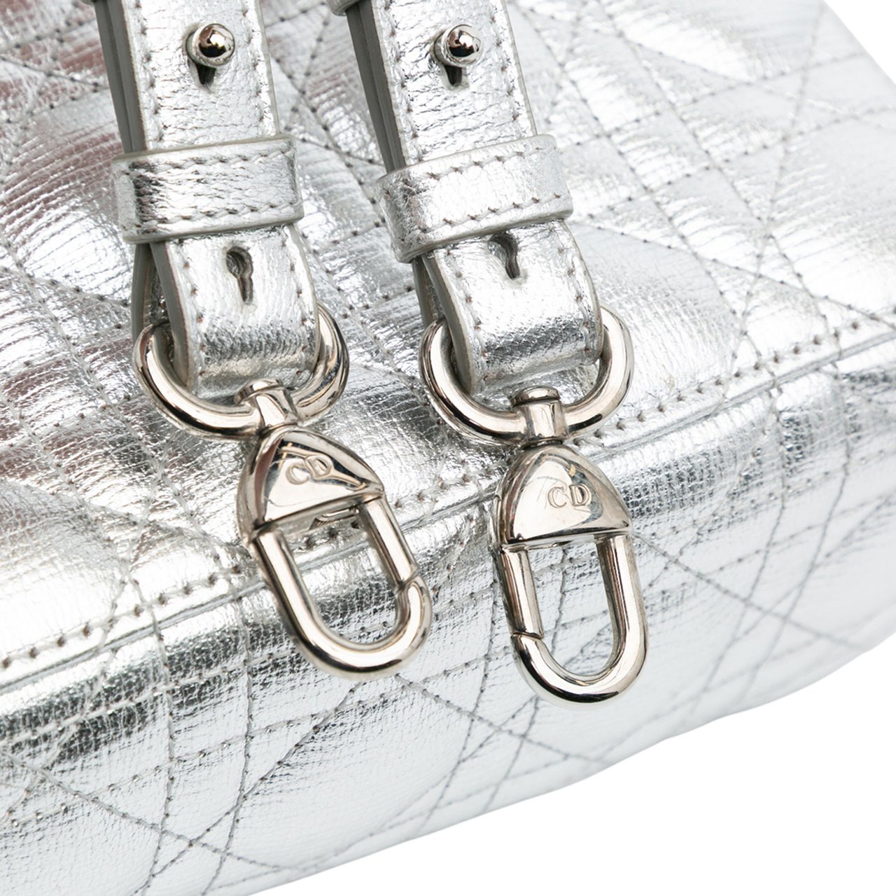 Dior Small Metallic Grained Calfskin Cannage My ABCDior Lady Dior Zilver