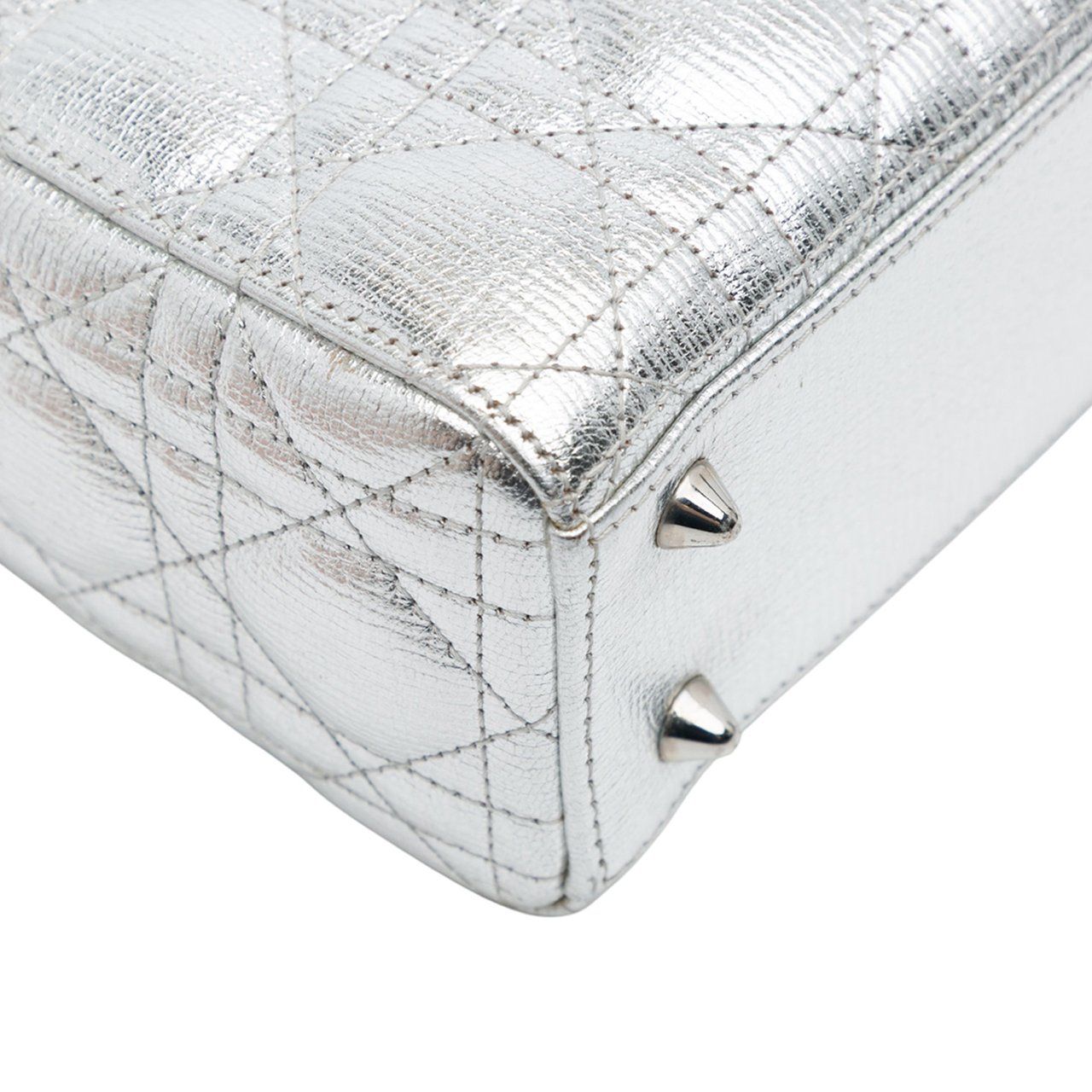 Dior Small Metallic Grained Calfskin Cannage My ABCDior Lady Dior Zilver