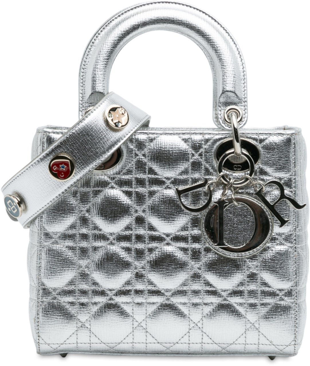 Dior Small Metallic Grained Calfskin Cannage My ABCDior Lady Dior Zilver