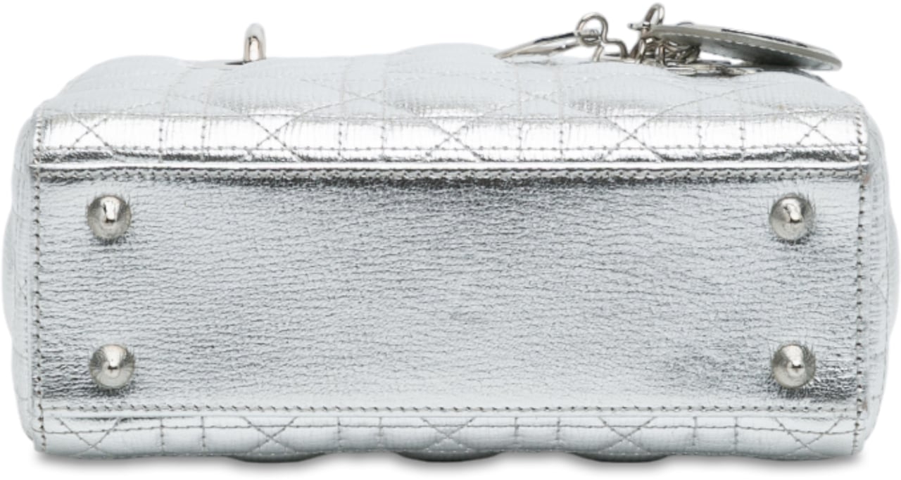 Dior Small Metallic Grained Calfskin Cannage My ABCDior Lady Dior Zilver