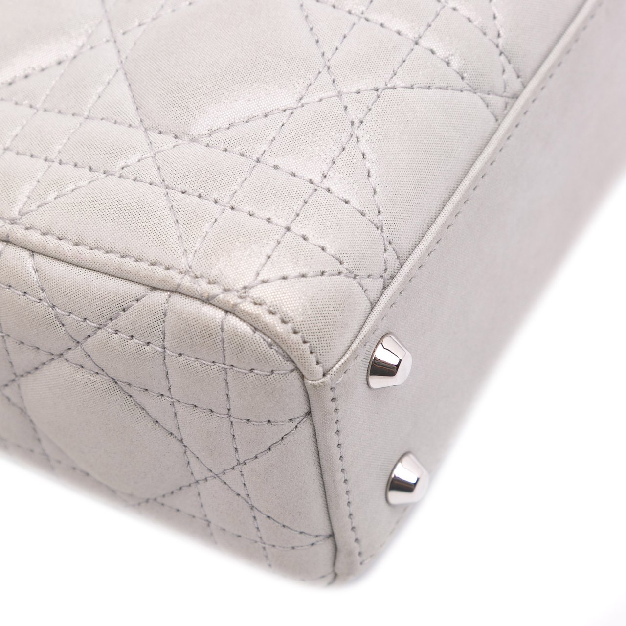 Dior Mini Iridescent Lambskin Cannage Lady Dior Zilver