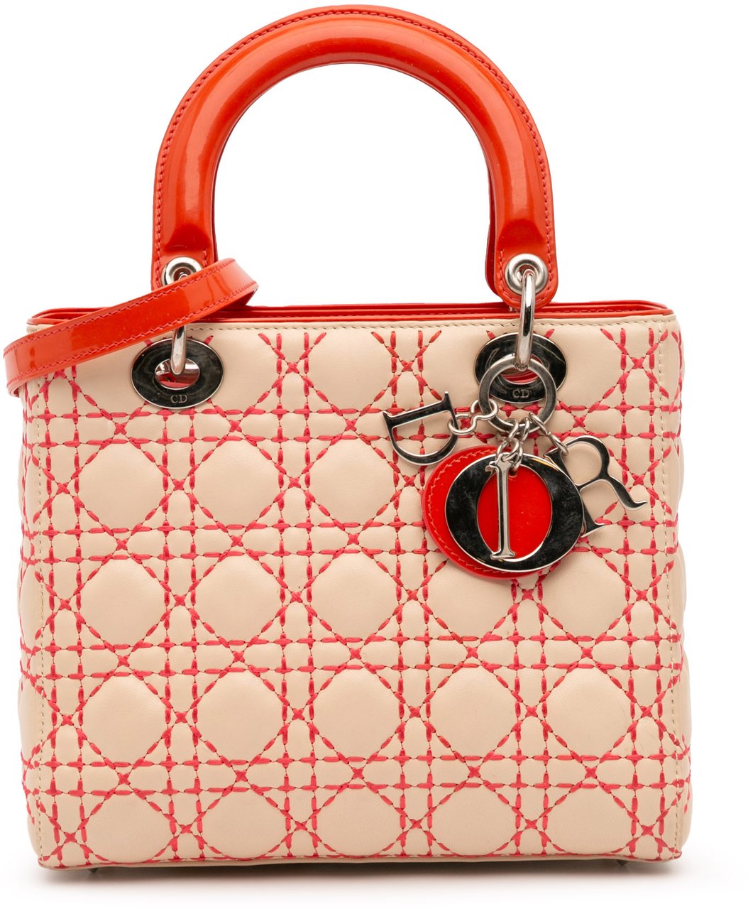 Dior Medium Lambskin Cannage Stitched Lady Dior Bruin