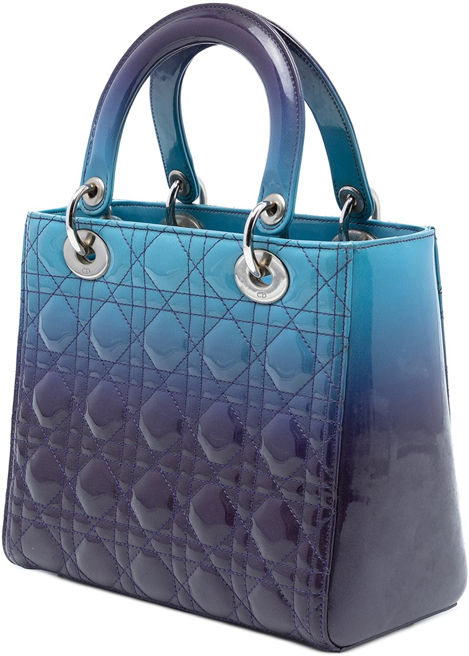 Dior Medium Ombre Patent Cannage Lady Dior Paars