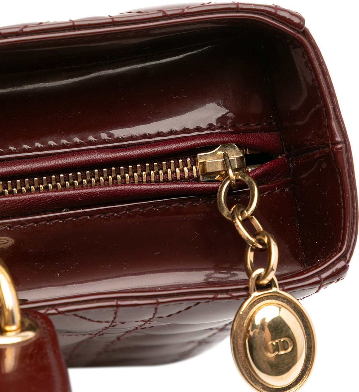 Dior Large Patent Cannage Lady Dior Rood